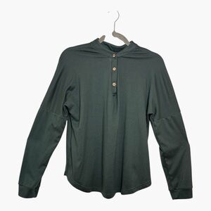 Sage Green Soft Henley Long Sleeve Cozy Minimal Loungewear Pullover Medium